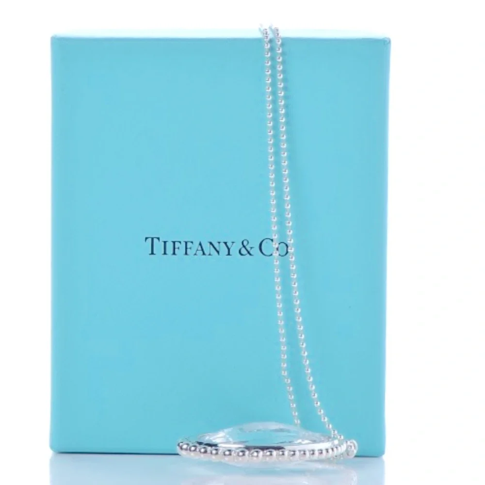TIFFANY Sterling Silver Crystal Ziegfeld Oval Pendant Necklace - Picture 2 of 9